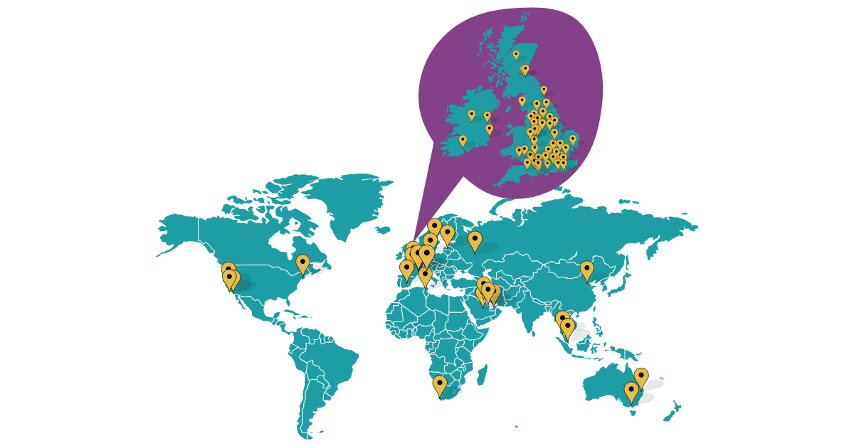 Client map - worldwide and UK (website)