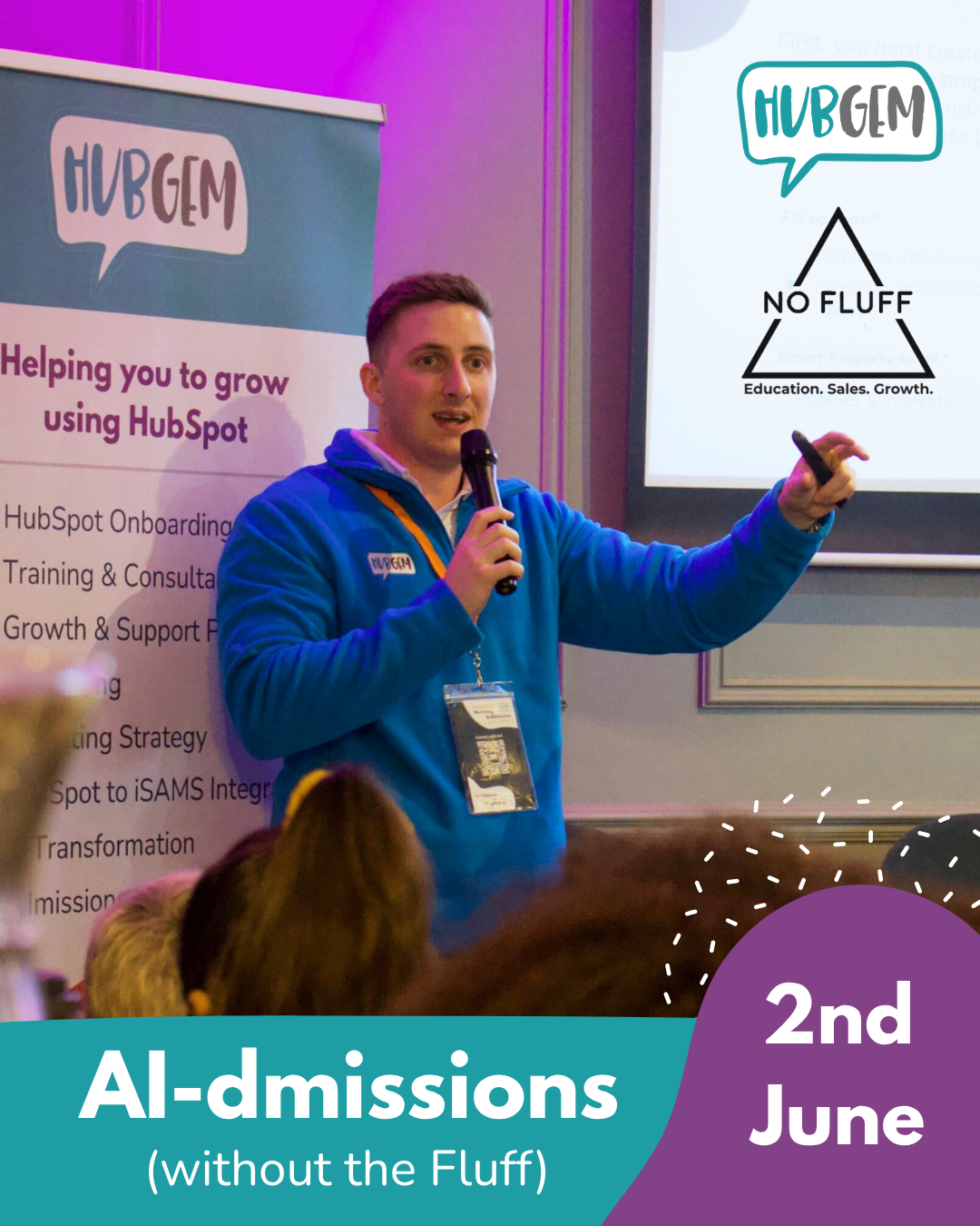 Join HubGem and No Fluff Fringe for AI-dmissions (without the fluff) — a practical session exploring how AI can support education admissions and marketing teams in the real world.